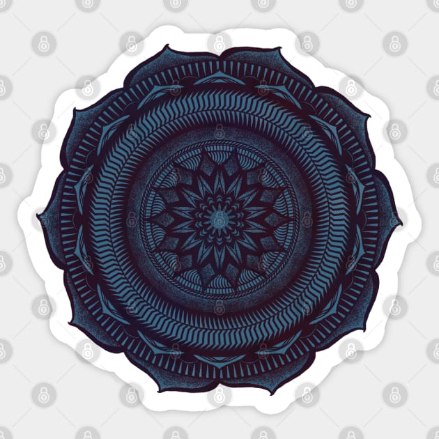 Purple on Blue Mandala Sticker by plane_yogurt